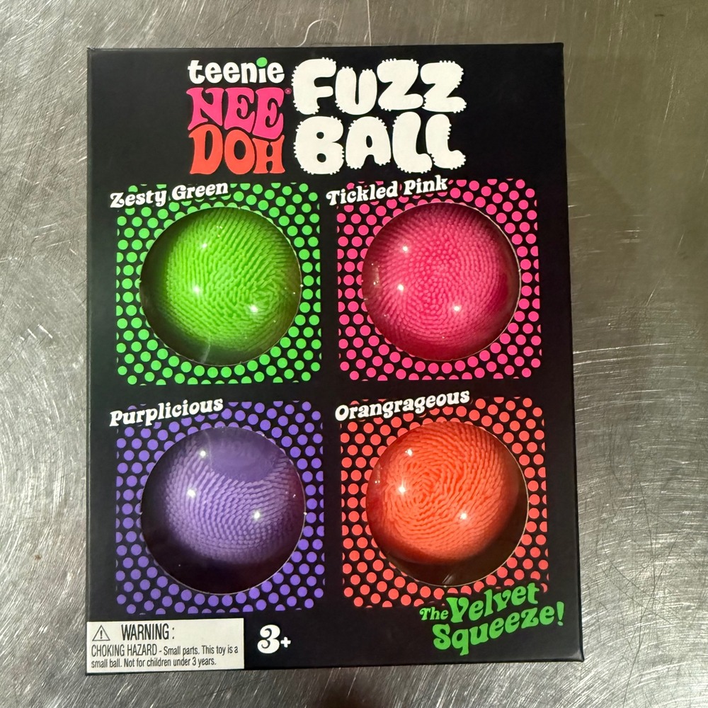 NeeDoh Teenie Fuzz Ball Nee Doh Fidget Toy Schylling Velvet Squeeze 4 Pack NEW - Picture 2 of 6